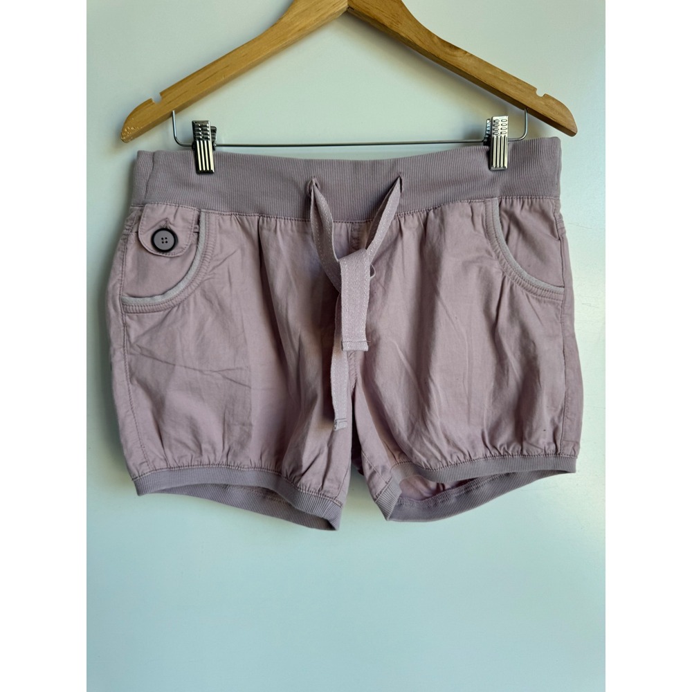 Bershka BSK Women 10‎ Pink Cotton Drawstring Bubble Shorts Mauve Wide Leg y2k